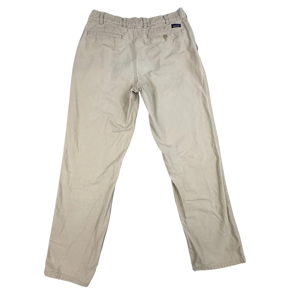 Patagonia Mens Organic Cotton Canvas Pants Khaki Tan Straight Leg Trousers 30x29
